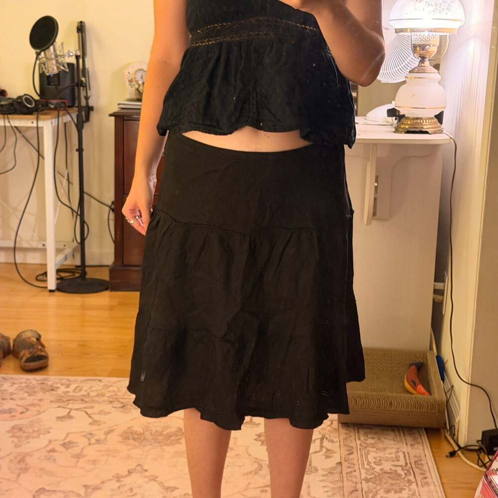 Allen B Allen Black Tiered Skirt Size S